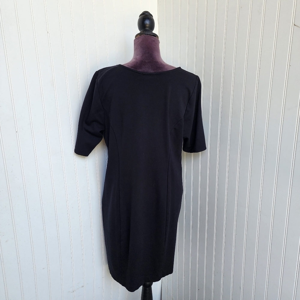 Lane Bryant Dress Womens Black Gray Stretch Knit Lace Shoulders Short Sleeve 14 - Picture 7 of 13